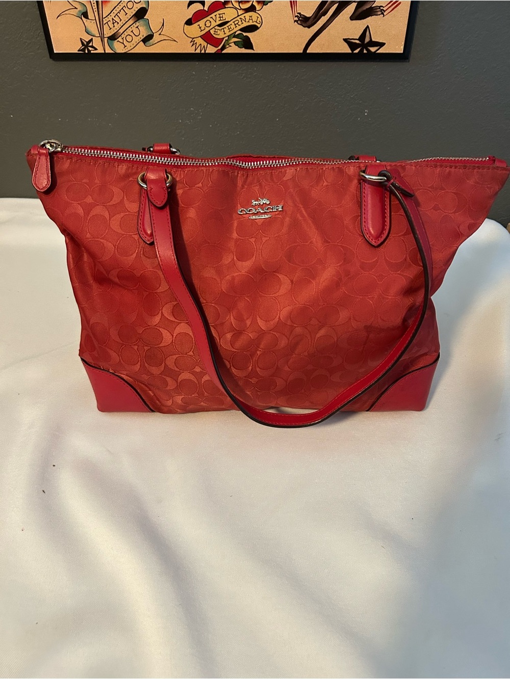 Coach Signature Nylon Zip Top Tote 73184